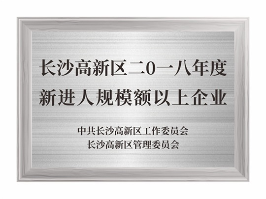 長沙市高新區2018年度新進入規模限額以上企業